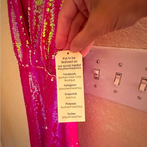 NWTs Pink Bling Sequin southern fried chics sexy dress - Picture 4 of 10